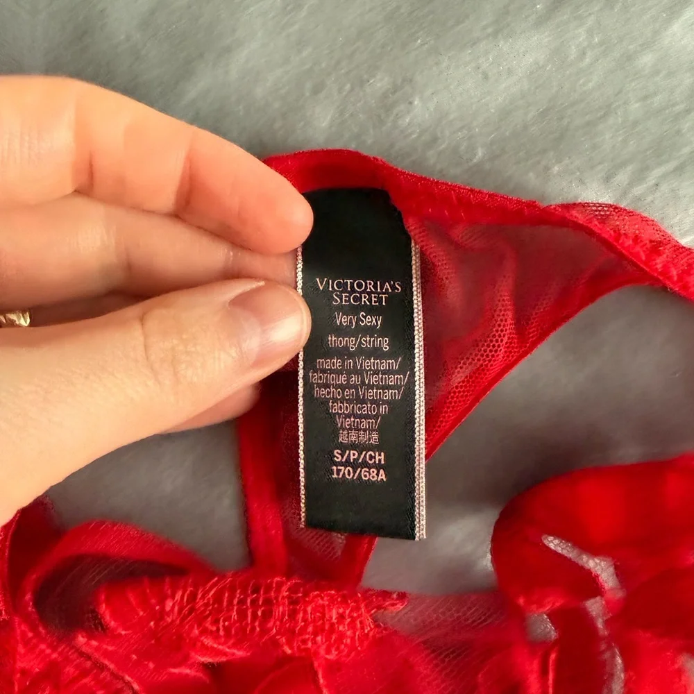 Red Lace Longline Bra & Thong Set - Women Intimates